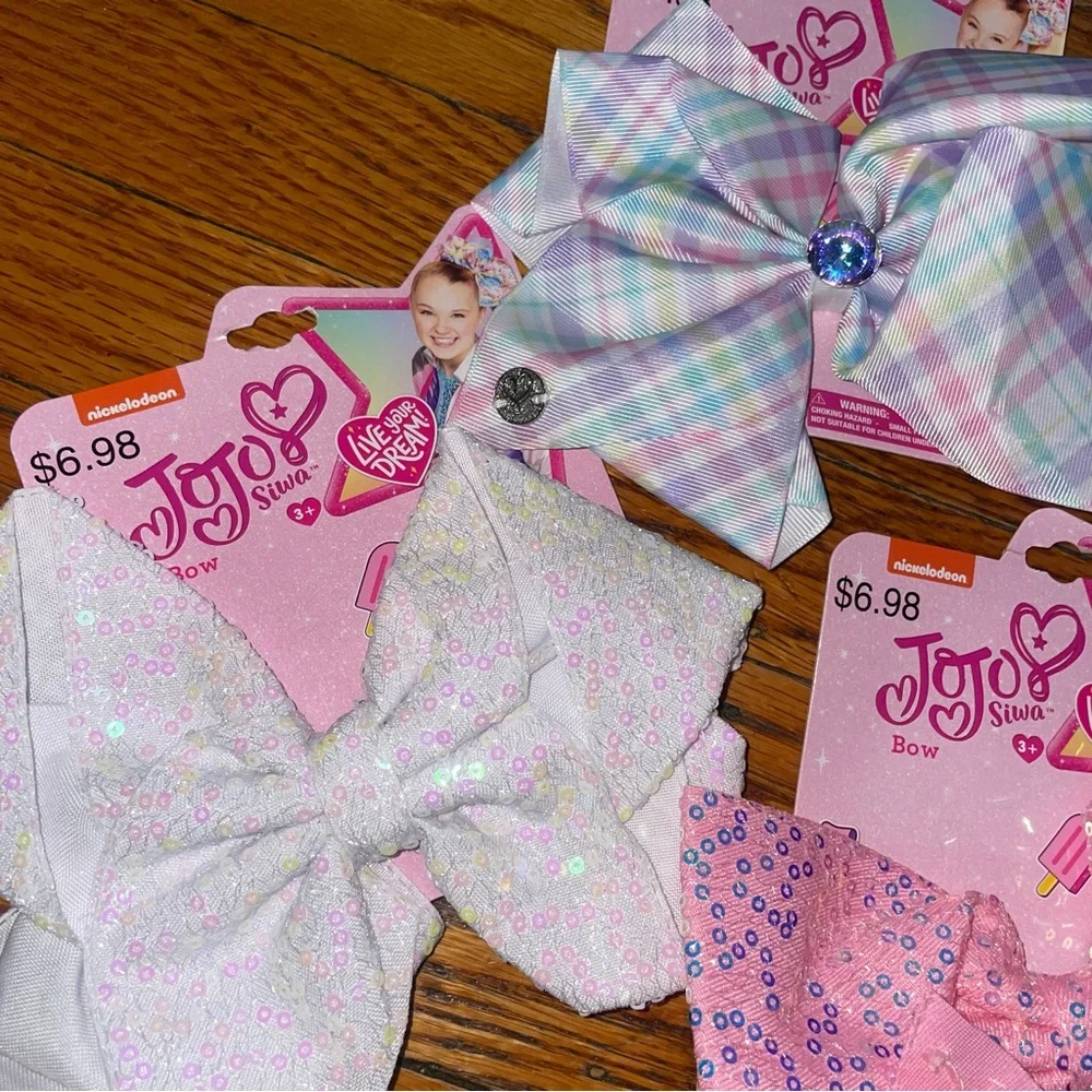 JoJo Siwa Pastel Plaid, Bubblegum Pink Sequin & Iridescent White Bow Set